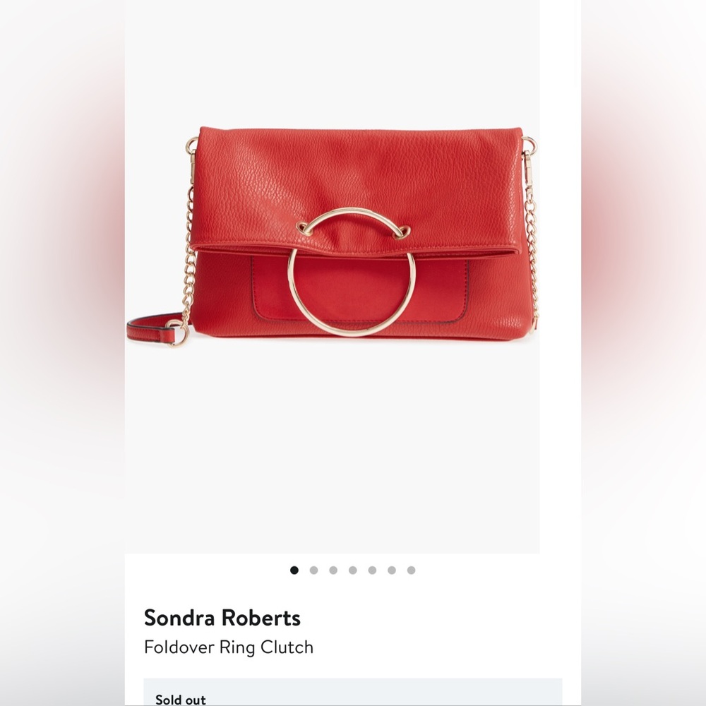 Sondra Roberts Red Foldover Ring Clutch